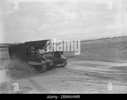 Demonstration at the Mons Barracks , Aldershot , with the Royal Horse Artillery Mechanised Unit . Demonstrating the universal carriers used for transporting personnel and equipment 4 February 1938 Stock Photo