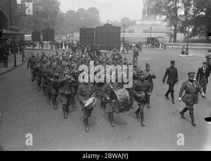 King Albert ' s band marching to the Royal Albert hall on Belgian Independence day July 21 Stock Photo