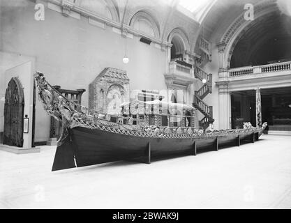 At the Victoria and Albert Museum , South Kensington The state barge used by Sovereigns and Royal Princes in state processions in England until 1849 . Has been loaned by the King (in the 1920s) for an indefinite period . It is 63 ft long and 7ft broad and was built in 1732 27 July 1925 Stock Photo