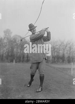 Golf at Northwood House of Commons versus Sandy Lodge CLub Rt Hon Colonel F S Jackson driving 28 February 1920 Stock Photo