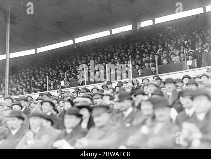 King George V and Prince of Wales - later Edward VIII - attend the Navy versus Army rugby match at Twickenham The King and the Prince in the Stand 28 February 1920 Stock Photo