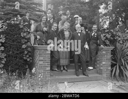 Eleftherios ( Kyriakos ) Venizelos President of Greece marries Helena Schilizzi Ex Greek Premier 's religious wedding ceremony Dr Pagonis , the Greek Archimandrite , conducted the religious wedding ceremony at West Hill , Highgate the residence of Sir Arthur and Lady Crosfield A group photograph taken in the grounds of Lady Crosfield 's residence after the ceremony , showing the bride and bridegroom and Lady Crosfield (with camera) 15 September 1921 Stock Photo