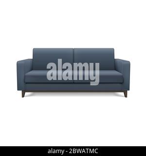 Gray realistic modern sofa. Furniture for the living room or lounge. Stock Vector