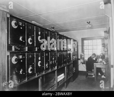 Worlds greatest wireless station opened at Rocky Point . Near Port Jefferson New York Magnetic Amplifier and transformer rack 22 November 1921 Stock Photo