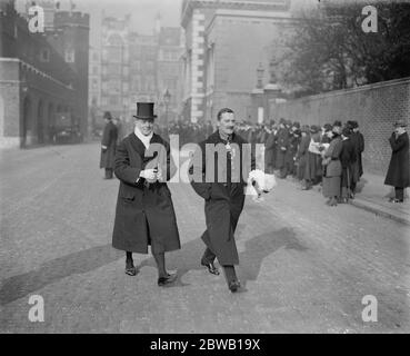 The Kings Levee at St James Palace London Lord Aldeborough with Archdeacon of St Albans 14 February 1922 Stock Photo