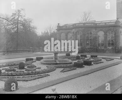 Where Princess Mary will spend part of her honeymoon . Weston Park , the Shropshire home of the Earl and Countess of Bradford . A view of the Terrace Gardens and Orangery in the magnificent grounds of Weston Park 3 February 1922 Stock Photo