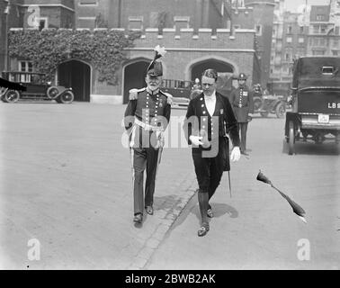 The Kings Levee at St James Palace , London Lord Aberdare ( on left ) and Lord Glenconner 29 May 1922 Stock Photo