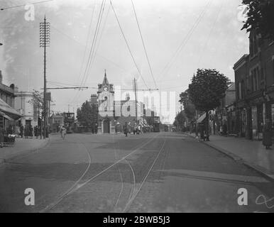 The Coronation Memorial Clock Tower and Market Place in Bexleyheath , London . Stock Photo