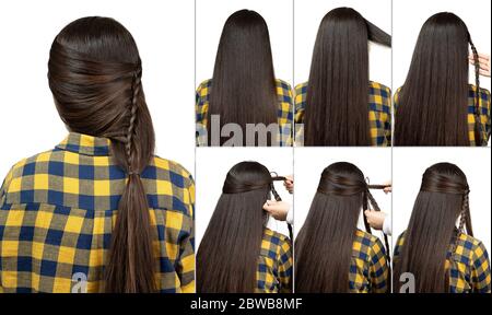 simple braided hairstyle Stock Photo