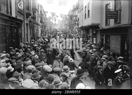 Cornish folk dance at Helston northern end of the Lizard Peninsula approximately 9 May 1925 Stock Photo