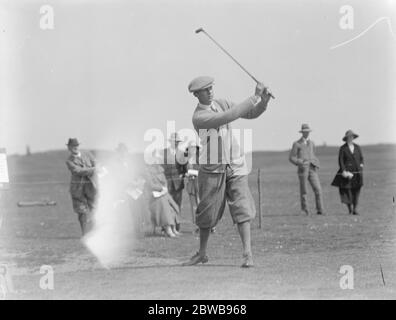 Amateur Golf Championship at Deal , Kent . R H Wethered driving off the first tee in the second round when he defeated C C Aylmer 8 May 1923 Stock Photo