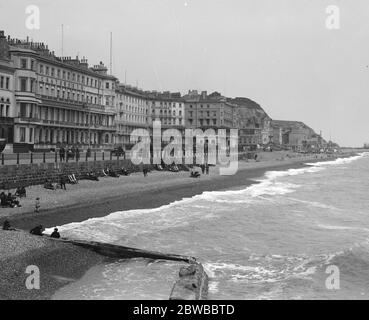 The beach and seafront at Hastings . 1925 Stock Photo