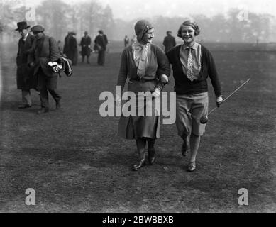 Women's automobile sports association open golf meeting at Wentworth club . Miss Hilda Cameron and Miss Barbara Millar . Stock Photo
