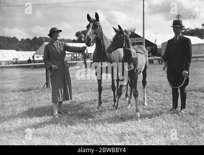 Tunbridge Wells and South Eastern Counties Show Captain and Mrs V Morse with their mare ' grey Granite ' and colt ' Lazy ' 18 July 1939 Stock Photo
