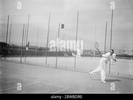 Davis Cup tennis at Deauville Mr R G N Turnbull playing in the singles  28 August 1919 Stock Photo