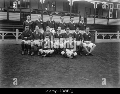 Five Nations - Cardiff, 3 February 1923 Wales 8 - 11 Scotland The Scottish Team in unknown order Dan Drysdale , Eric Liddell , Archibald Gracie (c) , Edward McLaren , Arthur Browning , Samuel McQueen , William Bryce , David Kerr , David Bertram , A K Stevenson , John Bannerman , Ludovic Stuart , John Buchanan , Doug Davies and Jock Lawrie 3 February 1923 Stock Photo