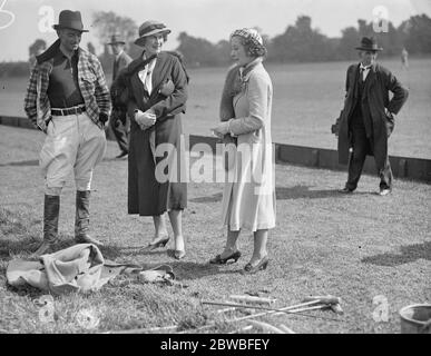 Polo at the Ranelagh Club , West London . At the match between the ,  Panthers  versus  Lakers Lodge  in the Colts Challenge Cup are ; Mr H Salmon Backhouse and Mrs Hugh Nelson ( centre ) and Miss J Crawshay . 15 May 1934 Stock Photo