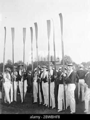 Fourth of June celebrations and procession of boats at Eton The crew of the Thetis   5 June 1920 Stock Photo