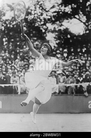 French HarCourt Championships A striking study of Mlle Lenglen playing in the Singles of French Hard Courts Championships at Paris . She defeated M Golding  15 June 1922 Stock Photo