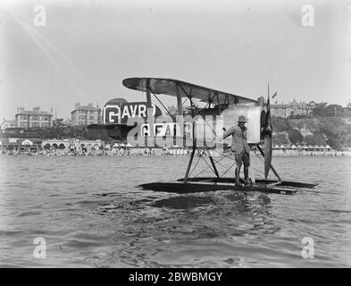First International Seaplane Race at Bournemouth Captain Hammersley ( Great Britain ) on an Avro machine 11 September 1919 Stock Photo