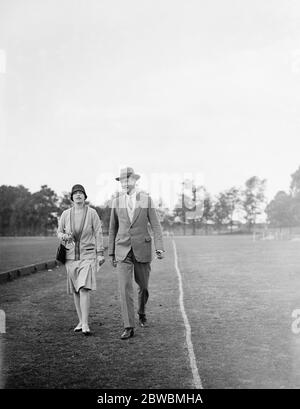Ranelagh Polo club - Lifeguards versus Ramblers in the final for the junior colts challenge cup Mrs Barbara Villar and Col Melville Hare 28 July 1928 Stock Photo