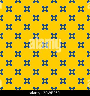 "x" letter or cross signage seamless pattern in dark blue color and yellow color background. Stock Vector