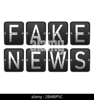 Fake news wording flip clock concept retro style with white background. Stock Vector