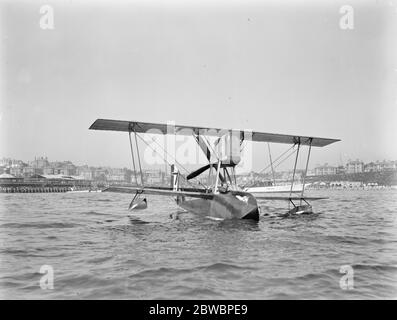 First International Seaplane Race at Bournemouth Sr Janello ( Italy ) the winner of the race on a Savoia seaplane 11 September 1919 Stock Photo