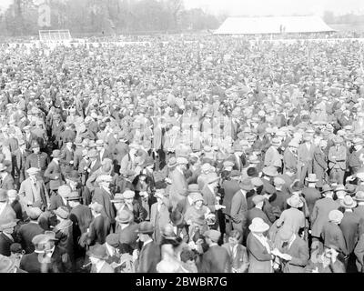 Huge bank holiday crowd at Kempton . Part of te huge crowd of spectators at Kempton Park Races . 5 April 1926 Stock Photo