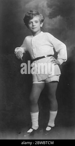 Proudest boy in Belgium . Henri Damoiseaux , whose singing will be a feature of the Royal wedding . 16 October 1926 Stock Photo