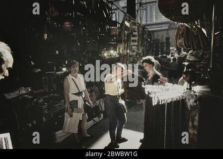 Shopping in  Mercato Porcellino market, Florence, Italy Stock Photo