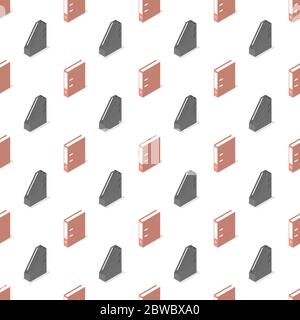 Seamless background from a set of office and school accessories, vector illustration. Stock Vector