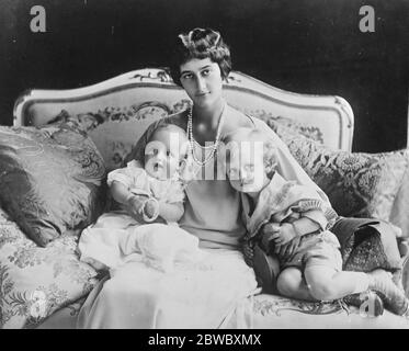 Princess Sophie of Saxony and her two sons , the Princes Herbert and George . Princess Sophie of Saxony , younger sister of the reigning grand duchess of Luxemburg , and wife of Prince Ernest of Saxony , youngest son of the ex King , with her two sons , the Princes Herbert and George . 19 August 1925 Stock Photo