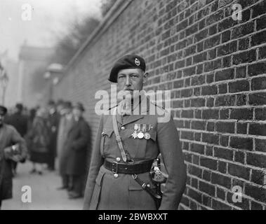 Levee at St James 's Palace . Lt J W Bingham leaving . He is seen wearing the new cap which has been issued to the Tank Corps . 10 March 1925 Stock Photo