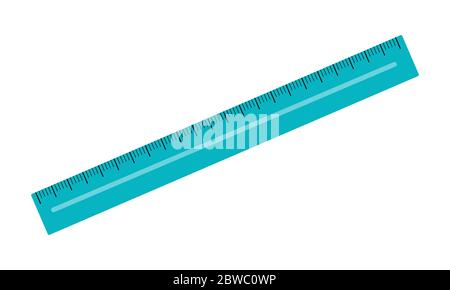 Vector illustration of desk ruler isolated on white background. Stationery for drawing. School related math or geometry item. Back to school theme element Stock Vector
