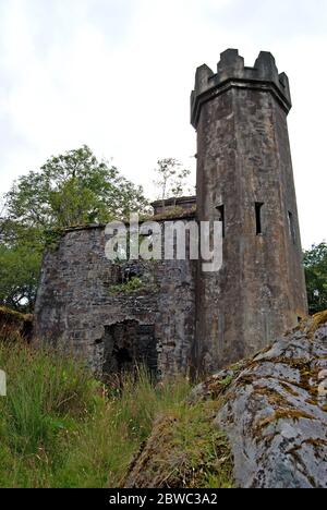 An old and overgrown remains of a castle, Ireland Stock Photo