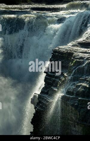 Waterfall on Genesee River in Letchworth State Park, NY Stock Photo