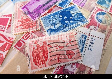 Vintage United States Postage Stamps Stock Photo