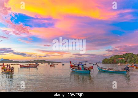 beautiful cloud in sunrise at Rawai beach, Phuket,Thailand. Stock Photo