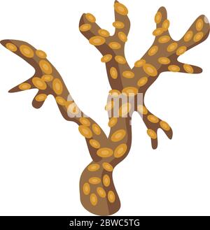 Brown gold coral icon, isometric style Stock Vector