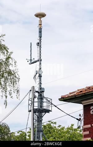 Base station network operator. 5G. 4G, 3G mobile technologies. radio communication. The antenna of a mobile operator. Stock Photo