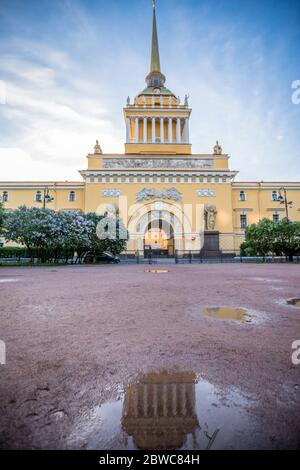 Facade of Admiralty building in Saint Petersburg Stock Photo