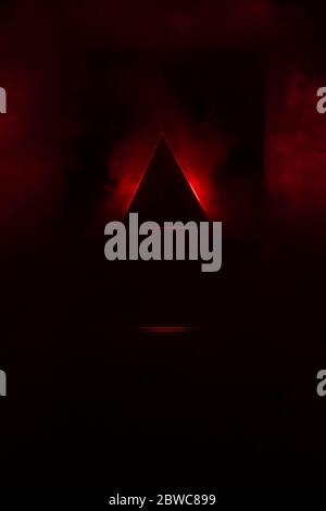 Lighting and smoke through the triangle and reflective. Stock Photo