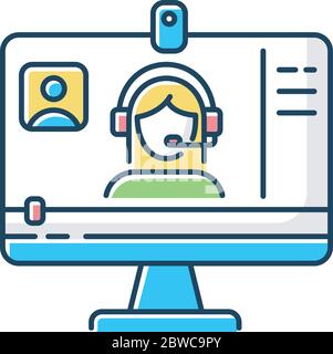 Webinar RGB color icon Stock Vector