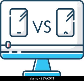 Smartphone comparison video RGB color icon Stock Vector