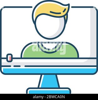 Talking head video RGB color icon Stock Vector