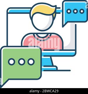 Interview video RGB color icon Stock Vector