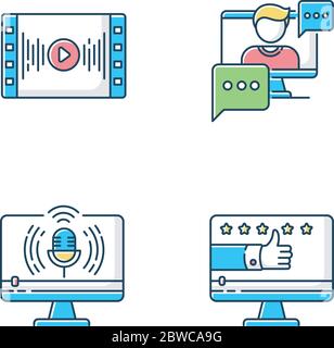 Videography RGB color icons set Stock Vector
