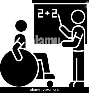 Inclusive education black glyph icon Stock Vector