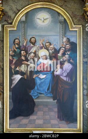 Descent of the Holy Spirit, High Altar at Holy Spirit Chapel in Vrtace, Croatia Stock Photo